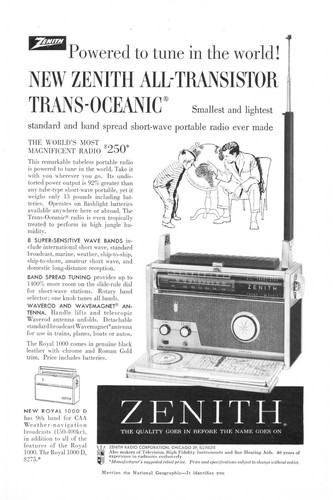 1958 vintage print - ad, zenith