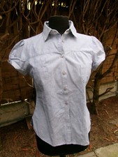 Top Chemisier blouse 100% Coton bleu rayé blanc ARMOR LUX 38/40 Logo métal