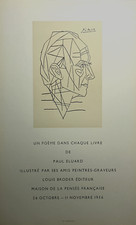 Pablo Picasso affiche originale gravure 1956 cubisme art Paul Eluard Paris art