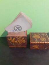 Boite bois  art nouveau fleur Jonquilles  2 Jeux De Cartes Ancien
