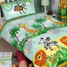 Housse De Couette Simple Jungle-Tastic Lion Éléphant Zebra Girafe