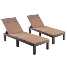 Lot 2 Bain Soleil Chaise Longue Jardin Exterieur Dossier Réglable Coussin