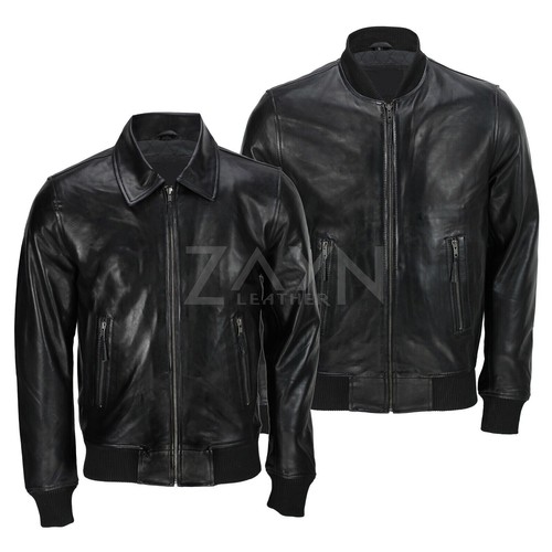 Blouson motard noir homme - , en