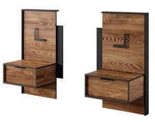 2er-Set Console de Nuit Armoire Milton 48x39x102cm Châtaignier Anthracit