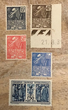 timbres FRANCE. Exposition coloniale 1931, n° 270 à 274 **