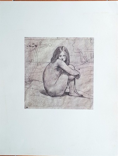 Jeune fille nue assise - jeune,