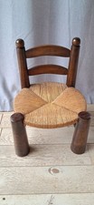 Belle petite chaises paille et bois "brutaliste" dans le goût de Charles DUDOUYT