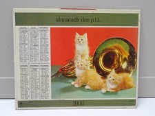 *ANCIEN CALENDRIER ALMANACH  PTT 1968 CHARENTE 3 CHATONS ROUX 3 CHIOTS FOX XXe