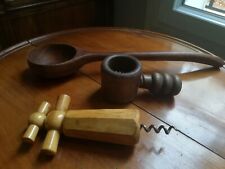 LOT CASSE NOIX A VIS ANCIEN/LOUCHE EN BOIS ET TIRE BOUCHON  CLOCHE
