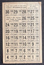 Feuille ticket de rationnement Pain Guerre Septembre Guerre 39 40