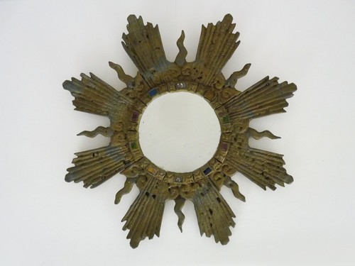 Ancien miroir soleil - en, plomb