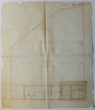 Dessin d'Architecture original 1847 PROJET D'ÉCOLE À CORSEPT LOIRE-ATLANTIQUE