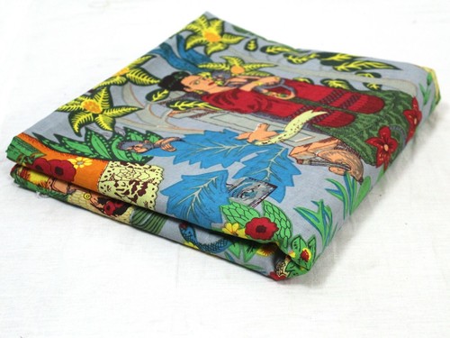 Tissu floral coton grise - tissu,