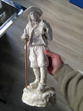 Grande statue Breton craquelé signé GM Desvres Martel Geo Georges ?