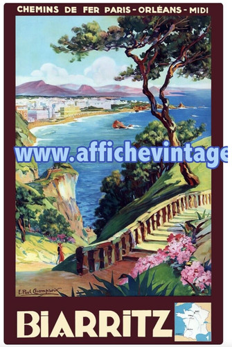 Affiche poster biarritz - affiche,