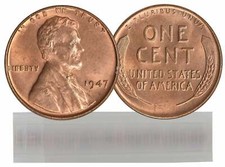 1947 BU Lincoln Cent Roll