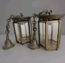 2 anciennes lanterne/ lampe Art Deco " PETITOT " Laiton & verre biseauté 1927