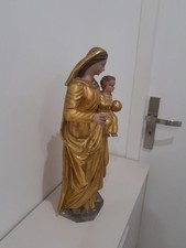 vierge à l'enfant bois Doré Polychrome Fin XVIII