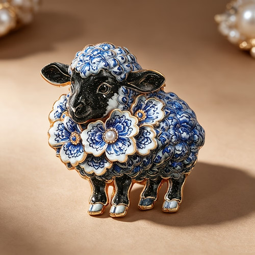 Broche agneau emaillée - broche,