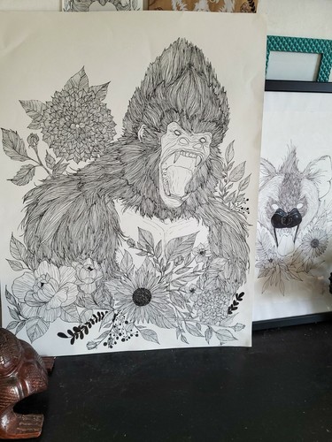 Gorille dessin original signé - dessin,