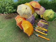 Gros lot parapluie décoratif imprimé or coton indien fait main parasol soleil