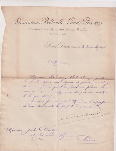 Décembre 1896 lettre - 1896.,