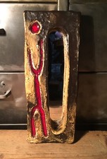 Miroir Céramique Galerie Palissy Vallauris Design Vintage 31,5x12,5 Cm