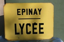 plaque émaillée signalisation métro bus Paris Épinay Lycée .