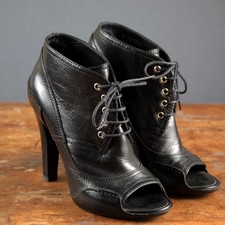 CHANEL black leather ankle