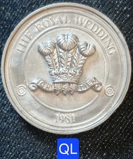 Royaume-Uni - Méd. Etain 38mm Mariage Prince Charles & Lady Diana Spencer 1981