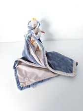 Doudou Plat/Couverture Wapi Et Bao Eléphant Bleu Beige Attache Tétine  - Noukies