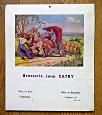 Ancienne affiche publicitaire cartonnée Brasserie Jean Catry Bières Wambrechies