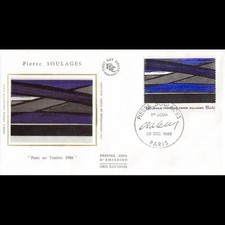FDC soie - Tableau Pierre Soulages, Paris 20/12/86