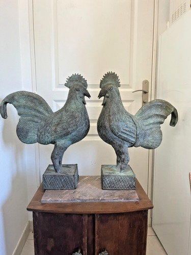 Ancien paire coq - coq, en