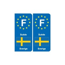 F Europe Suède Sweden autocollant plaque