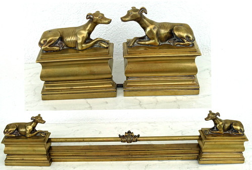 Chenets aux levriers - chenets,
