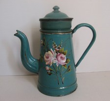 3455*   cafetière en tole émaillé ancienne
