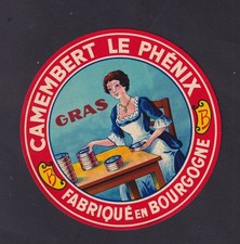 Ancienne étiquette Fromage France BN200164 Camembert Phénix Femme Bourgogne