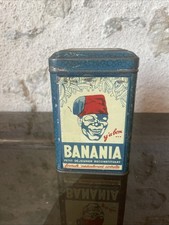 Boite ancienne lithographiée  BANANIA dite bleue, blanc rouge 500g