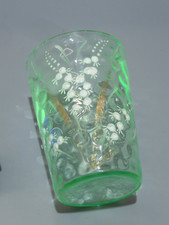 -VERRE GOBELET VERRE OURALINE Fleurs MUGUET BLANC émaillées émail VITRINE   D