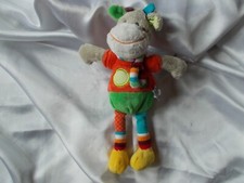 Doudou vache orange, vert, écharpe, Mots d'enfants