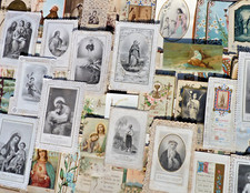 LOT D'ANCIENNES IMAGES PIEUSES CANIVETS DENTELLE, CHROMOS et autres à trier!