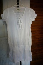 ROBE tunique coton blanc transparent KAPORAL XS 34 36 brodé logo tête de mort