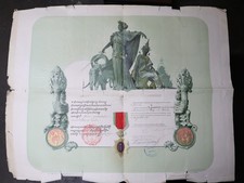 Ancien Brevet Diplôme Médaille officier Ordre Royal du Cambodge 1893