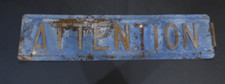 plaque tôle Panneau " attention " métal Ancien Sncf ? 80cm x 20 cm train sign