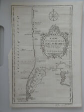 Gravure XVIIIe vers 1750 carte cotes de Tanit (mauritanie) a la riviere senegal