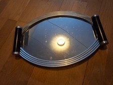 Ancien plateau Miroir ovale de