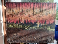 GRANDE HUILE SUR TOILE 65X53,5 TABLEAU MYTHOLOGIQUE 1978 DANIEL JEGOU