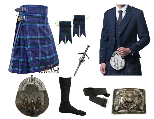 Homme écossais bleu laine - bleu,