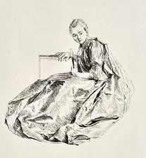 D'après WATTEAU, figures de différents caractères, gravure de AUDRAN, femme